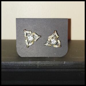 Vintage Triangular Petal Rhinestone Earrings